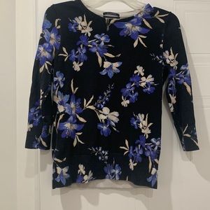Lands end blue flower sweater shirt